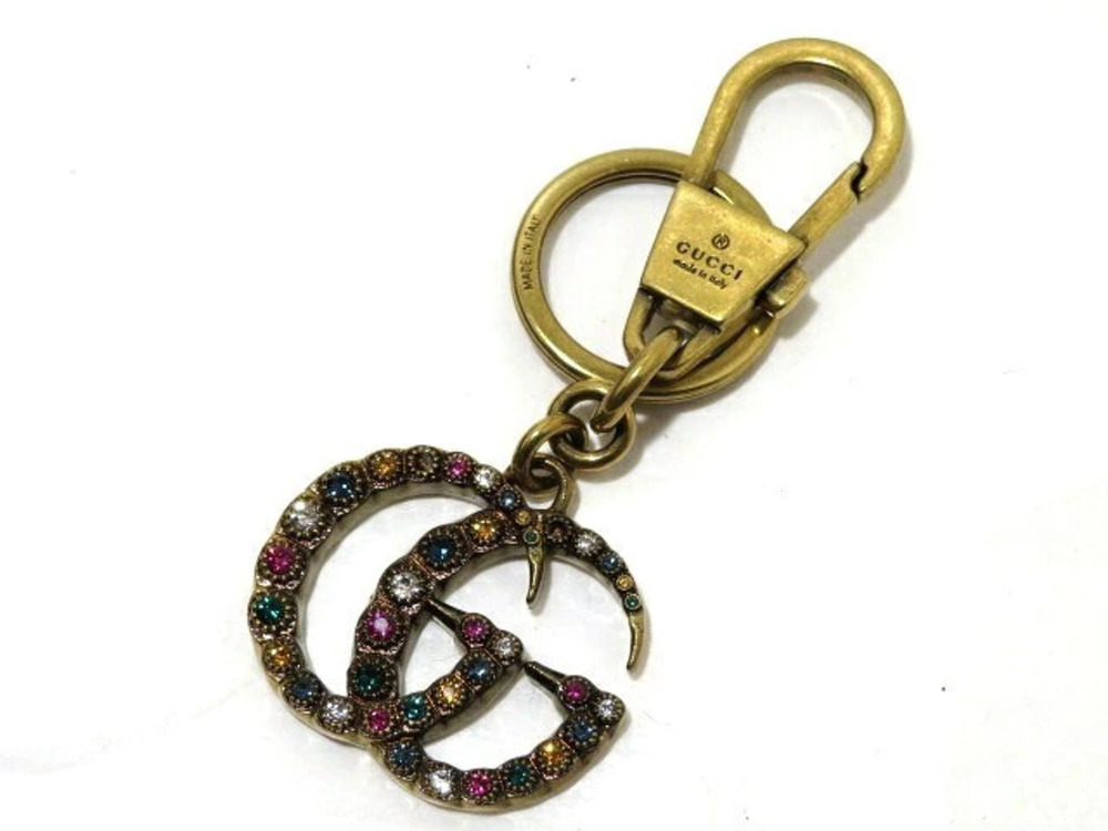 Gucci accessory key ring bag charm GG Marmont double G colored rhinestones